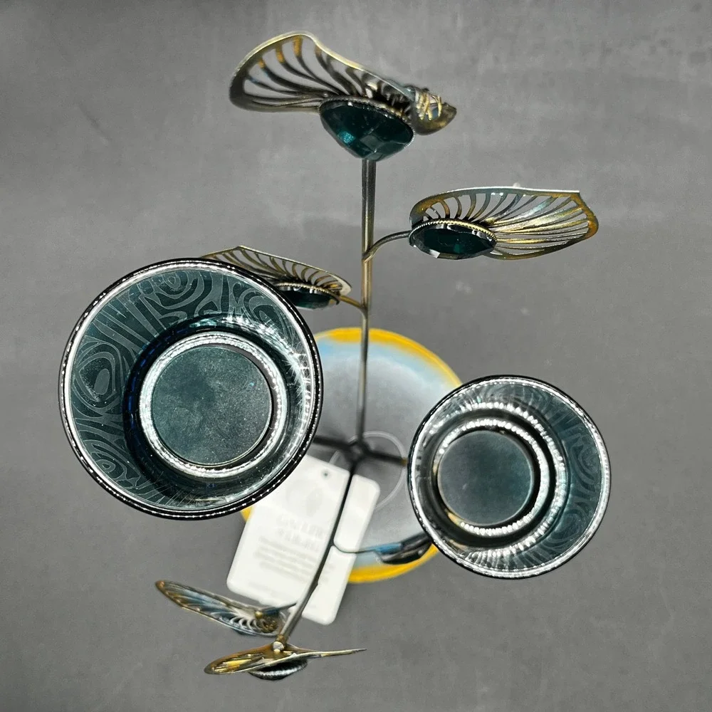 Gallery of Light Peacock Plume Metal Teal Glass Votive Candle Holder 10015949